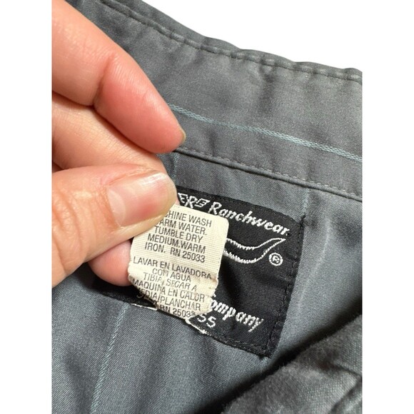 VTG Flying R Ranchwear Western Shirt Mens L Gray Striped Pearl Snap USA made - Picture 7 of 13